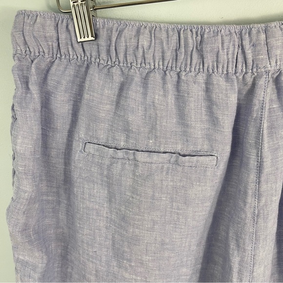 Tahari Plus Size 1X Blue 100% Linen High Rise Pull-On Shorts Pockets - Picture 8 of 10